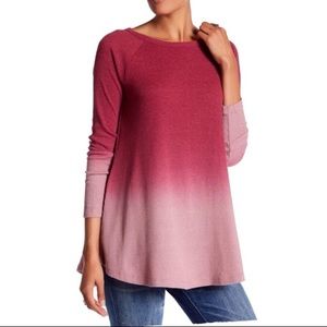 soft long sleeve waffle knit tunic top